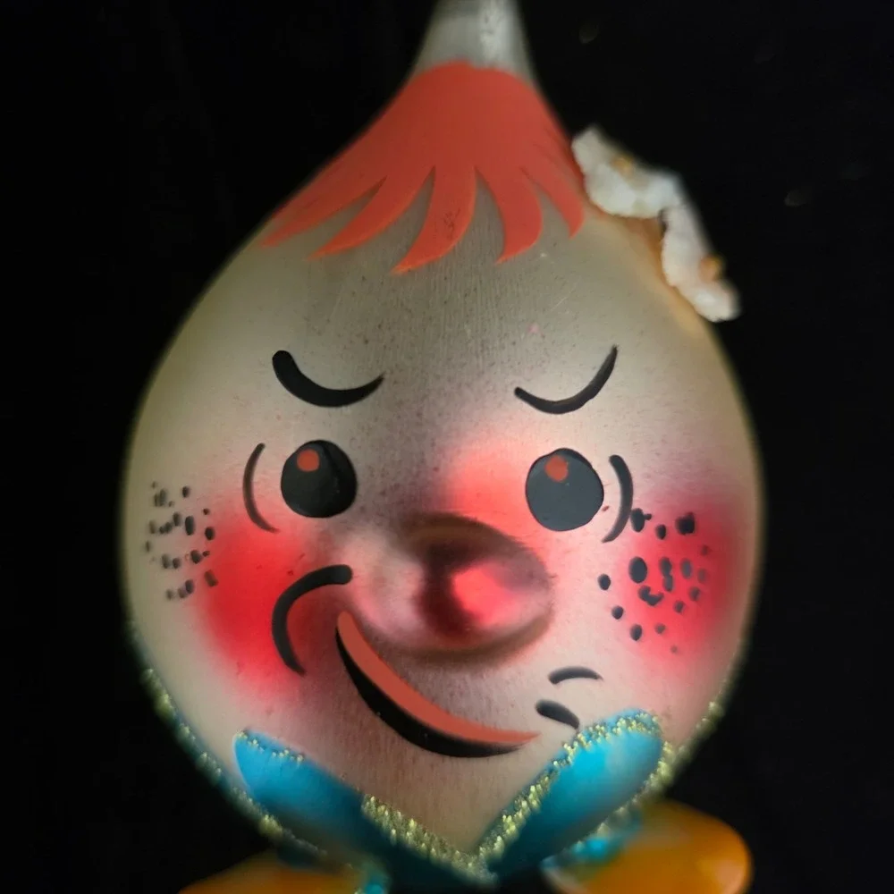 VTG De Carlini Blown Glass Christmas Ornament Humpty Dumpty Hand Painted Italy